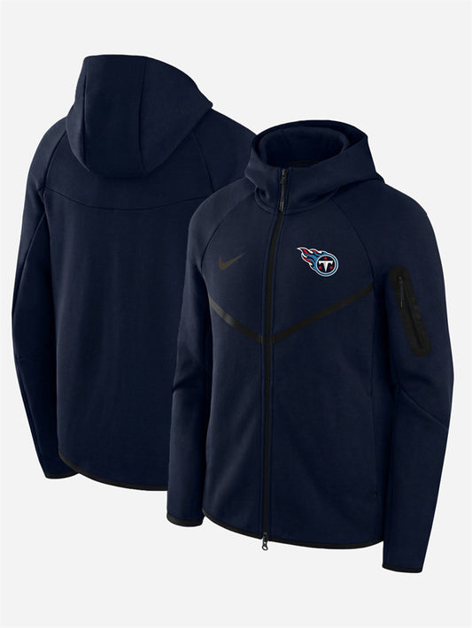 Tennessee Titans Navy Tech Fleece Full-Zip Windrunner Hoodie