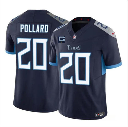 Tennessee Titans #20 Tony Pollard Navy 2025 F.U.S.E. With 1-Star C Patch Vapor Limited