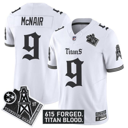 Tennessee Titans #9 Steve McNair White F.U.S.E. 'Titan Gothic Shadows Drop' Vapor