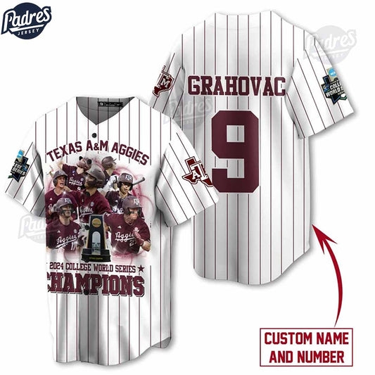 Texas A&M Aggies 2024 College World Series Champions Custom Baseball Jersey - Padres Jersey Oasis: Elevate Your Baseball Style Game