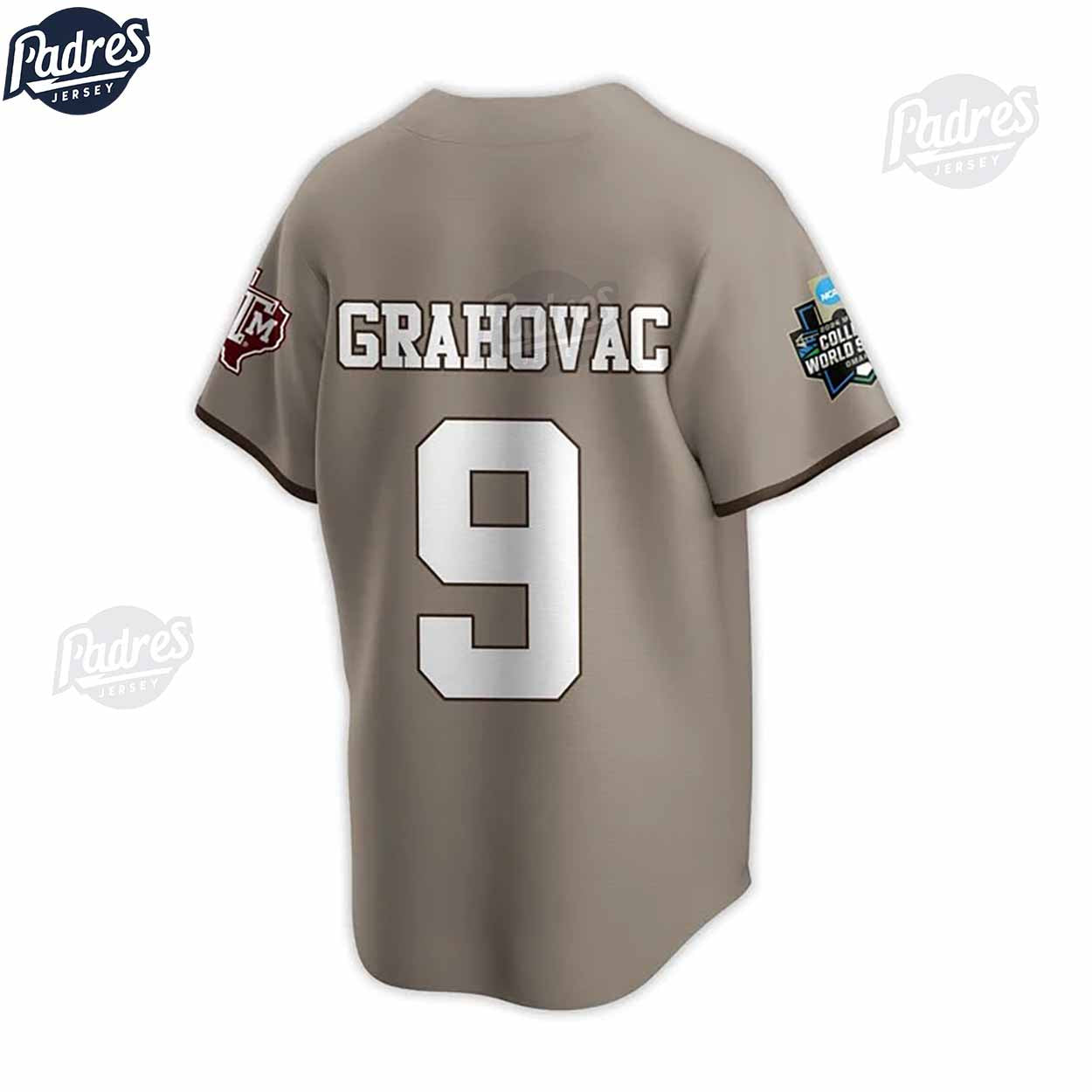 Texas A&M Aggies 2024 College World Series Champions Custom Grey Baseball Jersey - Padres Jersey Oasis: Elevate Your Baseball Style Game