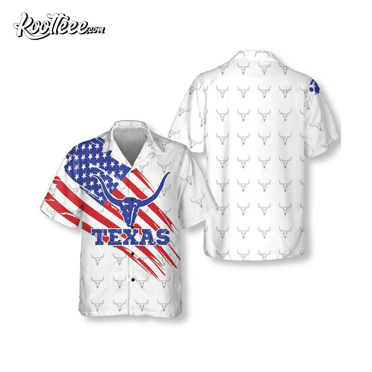 Texas Flag Longhorn Pattern Hawaiian Shirt