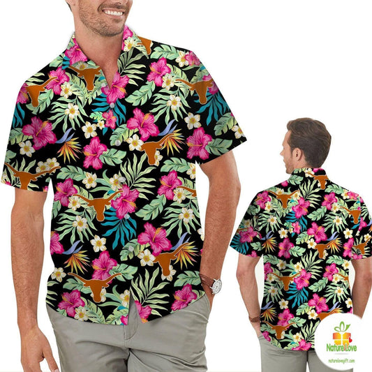 Texas Longhorns Hawaiian Shirt Hibiscus Aloha Style Shirts