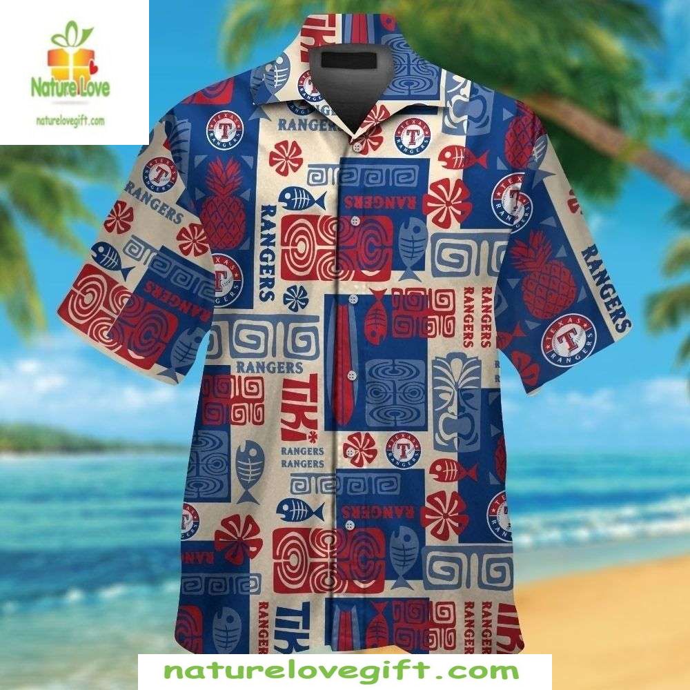 Texas Rangers Hawaiian Shirt Abstract Geometric MLB Baseball Apparel