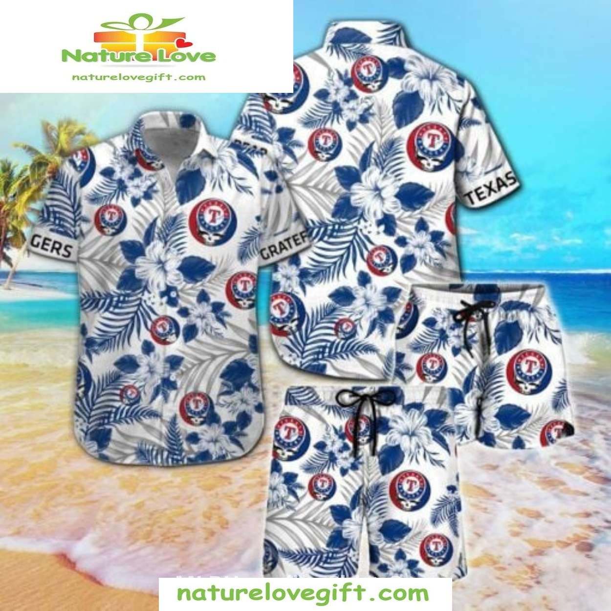 Texas Rangers Hawaiian Shirt Floral MLB Baseball Apparel