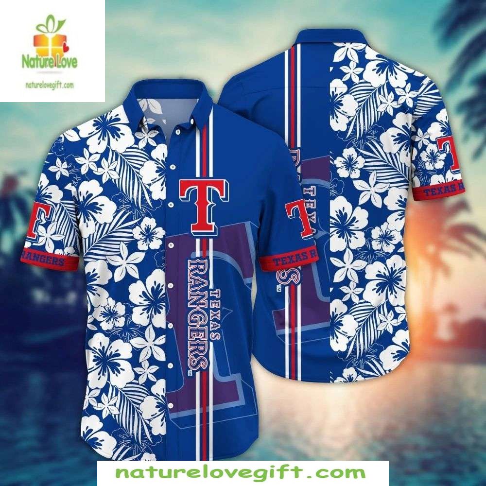 Texas Rangers Hawaiian Shirt Classic White Floral MLB Baseball Apparel