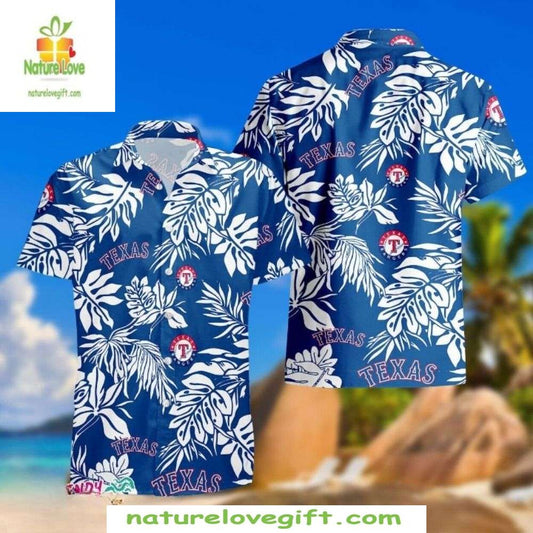 Texas Rangers Hawaiian Shirt Classic White Tropical Leaves MLB Baseball Apparel