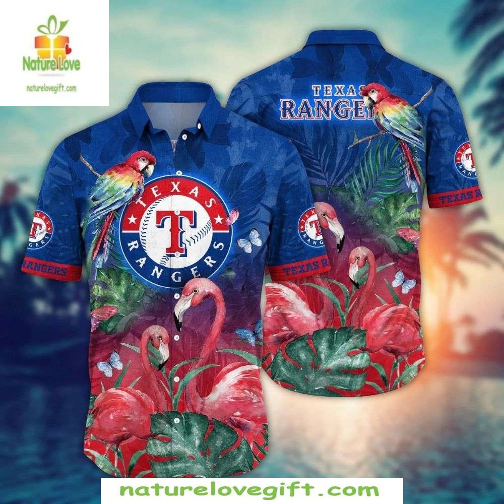 Texas Rangers Hawaiian Shirt Flamingo Paradise MLB Baseball Apparel