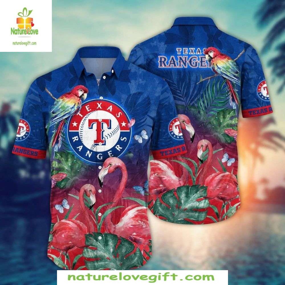 Texas Rangers Hawaiian Shirt Flamingo Paradise MLB Baseball Apparel