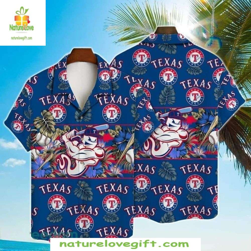 Texas Rangers Hawaiian Shirt Funny Mascot Tropical Baseball Apparel