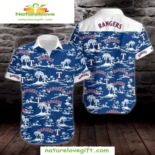 Texas Rangers Hawaiian Shirt Palm Tree Island MLB Baseball Apparel