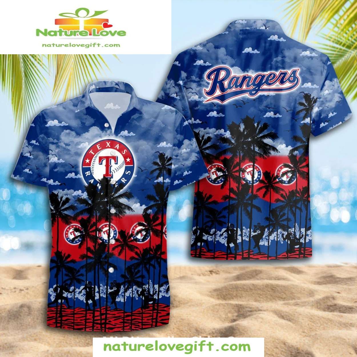 Texas Rangers Hawaiian Shirt Sunset Silhouette MLB Baseball Shirt