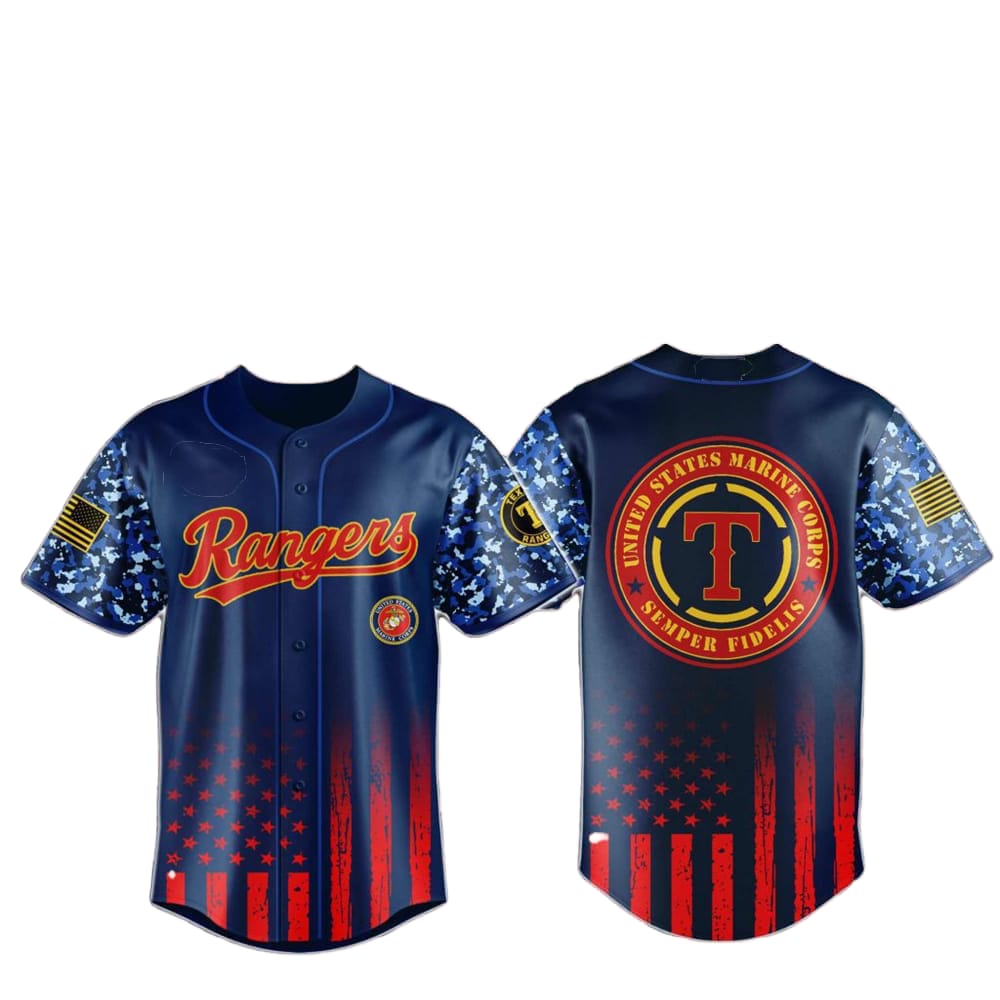Texas Rangers Marine Corps Military Appreciation Baseball Jersey 2025 - Grishko.com