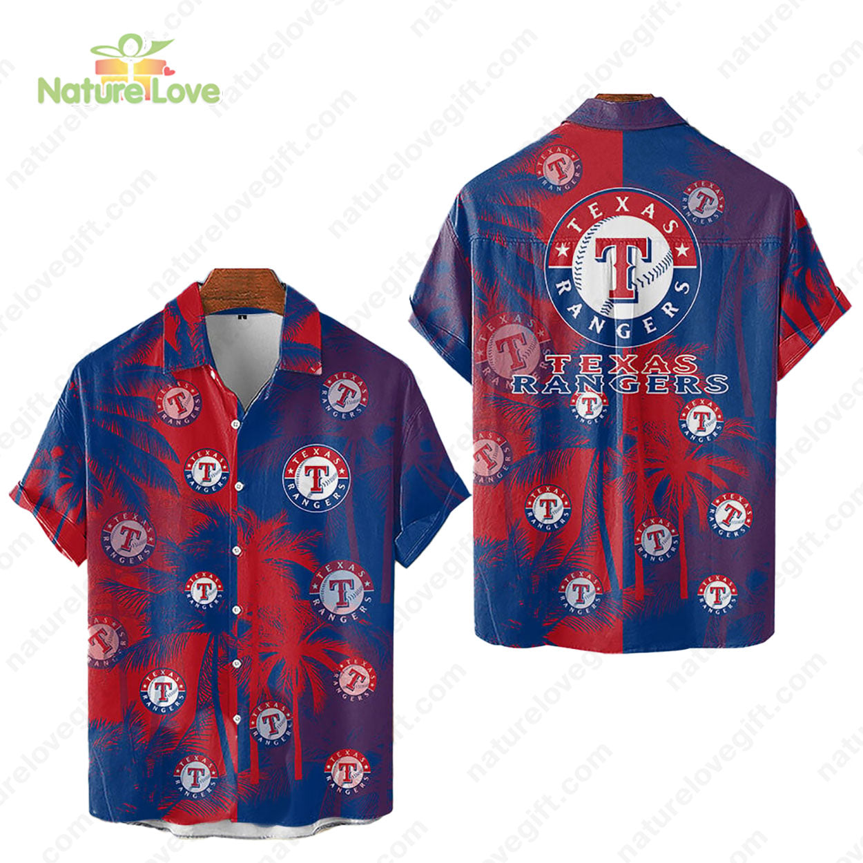 Texas Rangers Tropical Palm Trees MLB Hawaiian Shirt