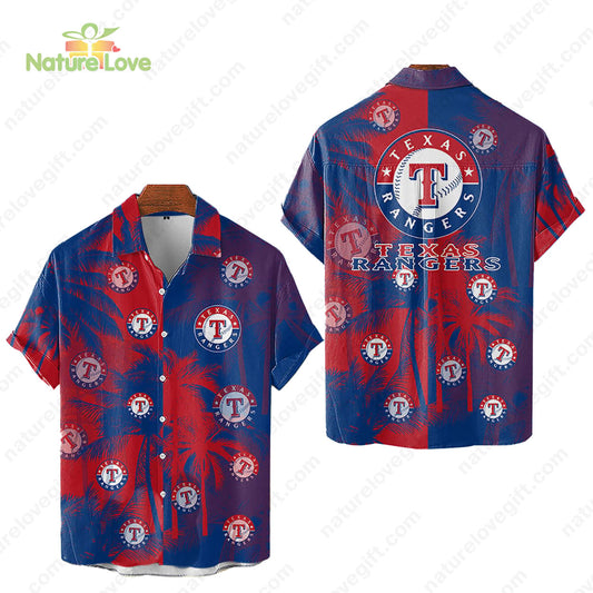 Texas Rangers Tropical Palm Trees MLB Hawaiian Shirt