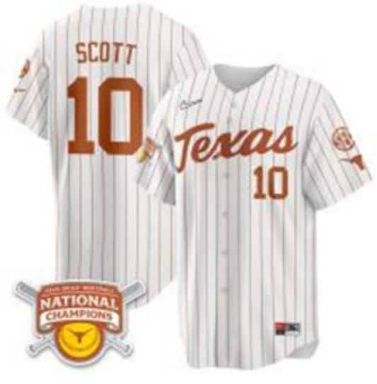 Texas Longhorns #10 Mia Scott White Pinstripe ncaa Collaboration Style 2