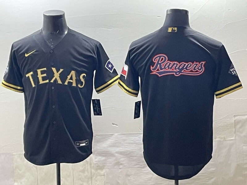 Texas Rangers Rangers Black Gold Adult Style 2