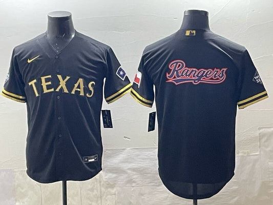 Texas Rangers Rangers Black Gold Adult Style 2