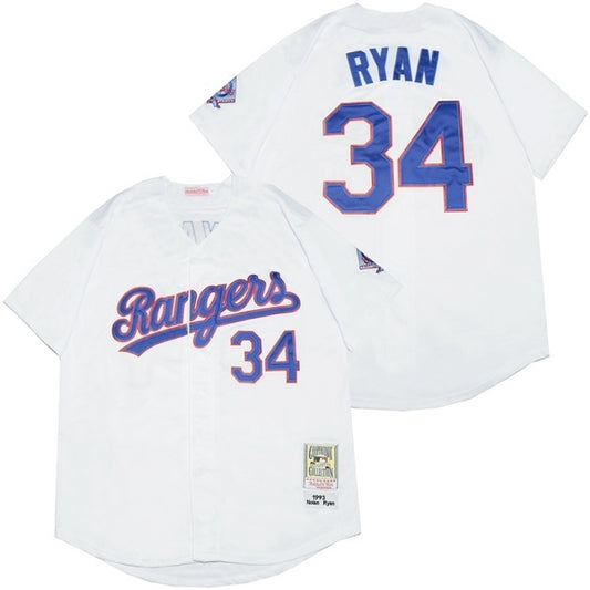 Texas Rangers #34 Nolan Ryan Rangers 34 White 1993 Retro