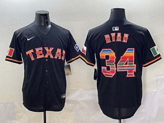 Texas Rangers #34 Nolan Ryan Rangers 7 Rainbow