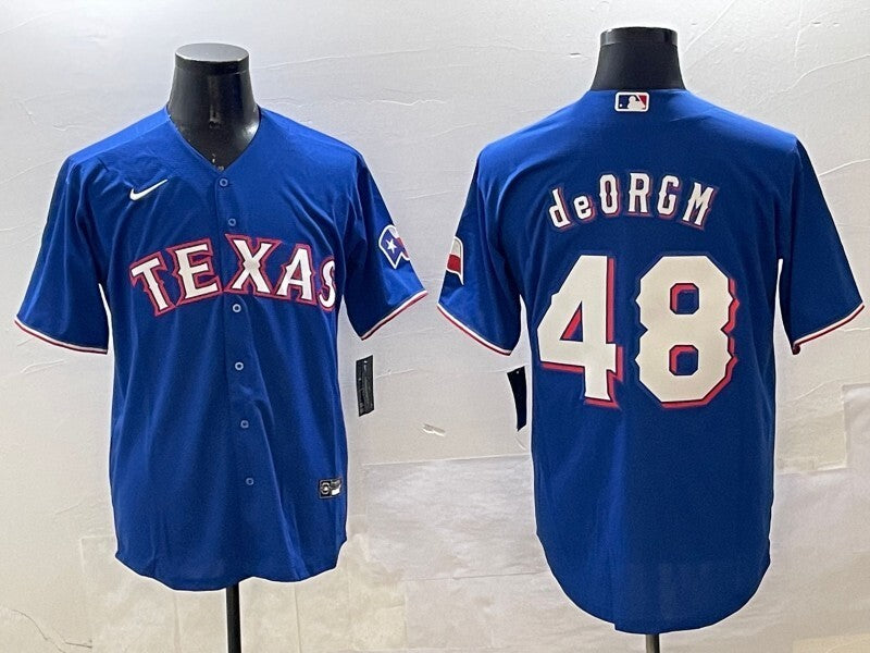 Texas Rangers #48 Jacob deGrom Rangers Adult Style 3