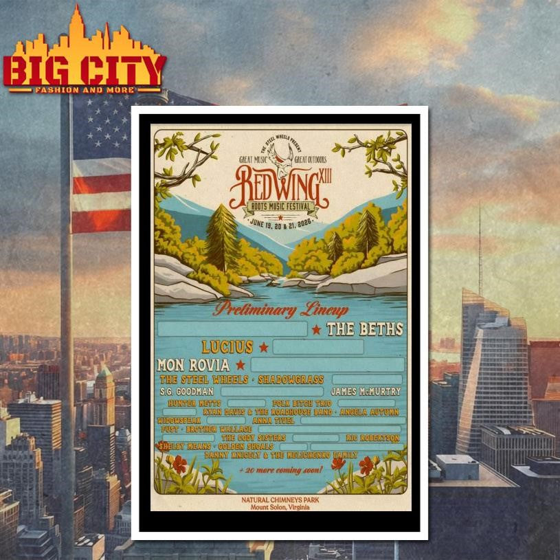 The 13 Annual Red Wing Roots Music Festival Mount Solon VA On Jun 19-21 2026 Poster Shirt