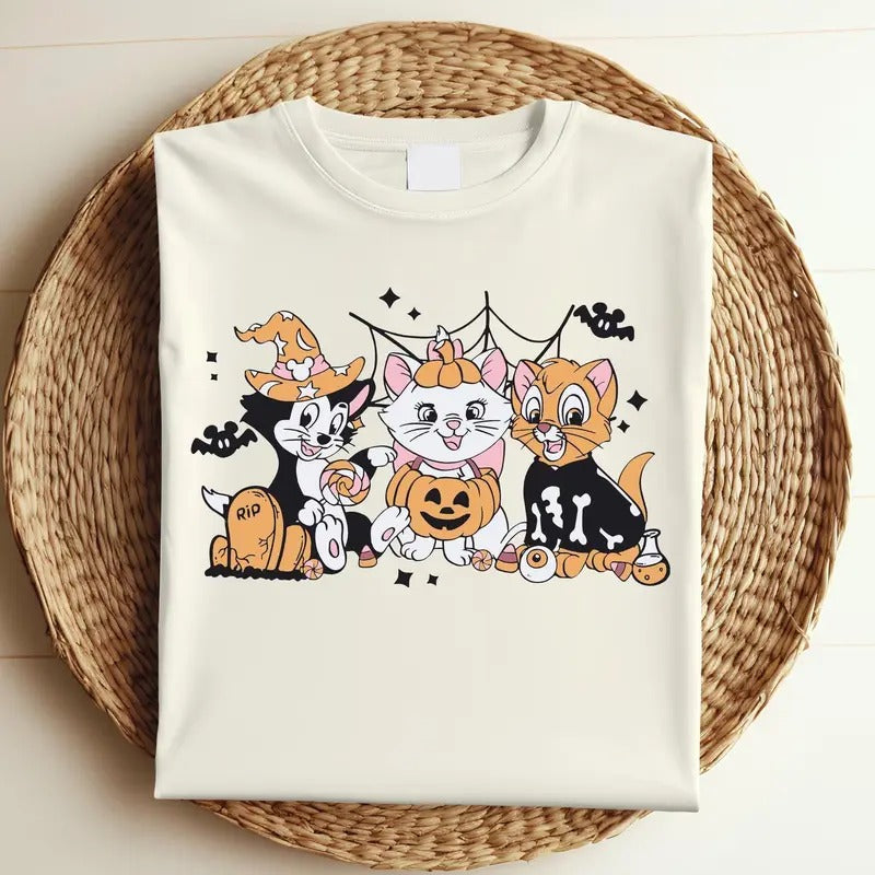 The Aristocats Marie Toulouse Berlioz Halloween Shirt Funny Pumpkin Sweatshirt Halloween Party Halloween Cat Lovers S50...