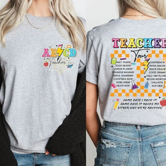 The Back To School Tour 2024 Retro Teacher Tour Shirt, ABCD Teacher Shirt,Back To School Shirt,Teacher Gift, First Day of School Shirt, Elementary Shirt,Gift For Teacher