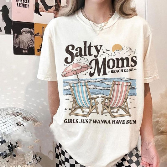 The Beach Club Tshirt, Salty Moms Beach Club, Retro Beach Girl Shirt, Trendy Summer Vibes, Unisex Sweater Pullover Tee...