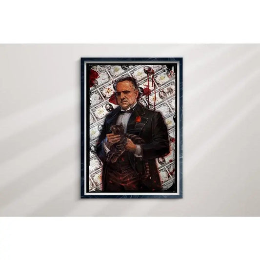 The Godfather Vito Corleone Poster, Canvas, Framed Art | Vito Corleone Iconic Mafia Wall Art | Don Corleone Print | Unique Gift