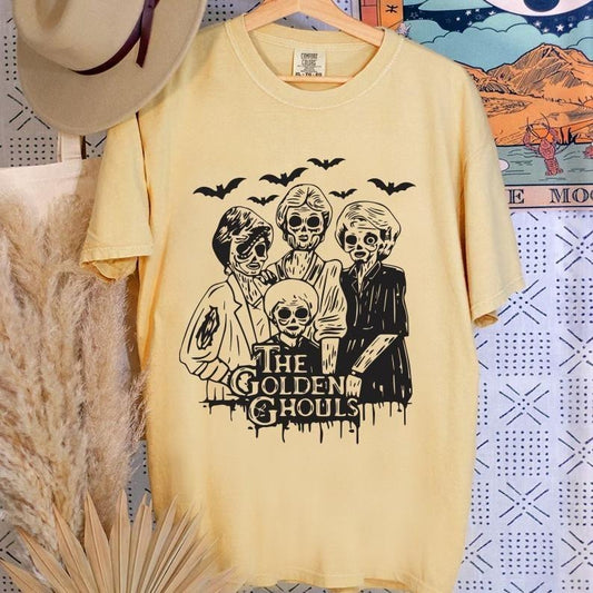 The Golden Ghouls Shirt, The Golden Girls Horror Halloween Blood Moon Shirt, Halloween Shirt, Pumpkin Tee Shirt, Spooky...