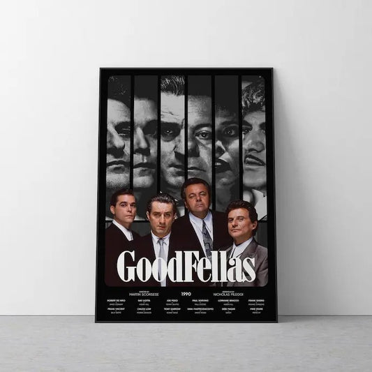 The GoodFellas 1990 Halftone Movie Poster, Grayscale Theme, Modern Poster Print, Wall Art, Mafia Crime