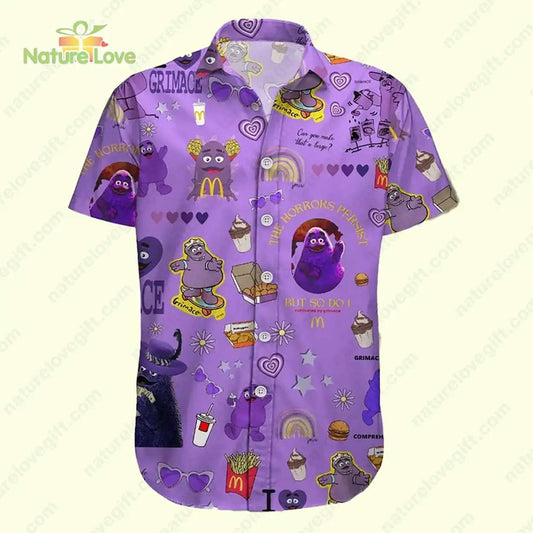 The Horrors Persist But So Do I Grimace Shake MC Donalds Hawaiian Shirt