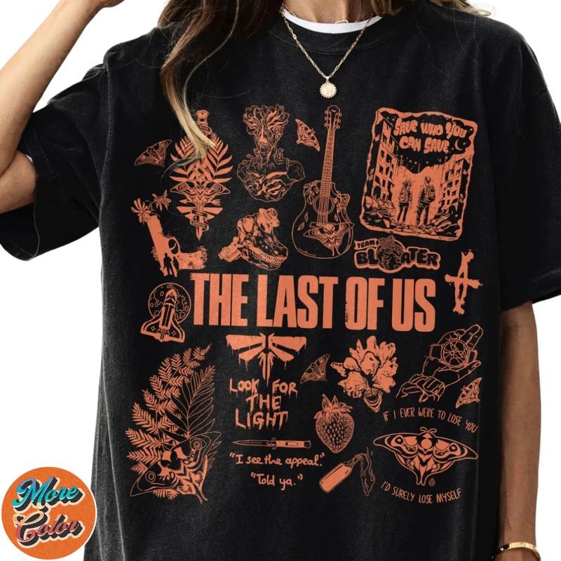 The Last Of Us Movie Doodle Art Shirts, Cotton Unisex T-shirt, Crew Neck, Size S- 3XL, Menswear Top, Womenswear Top Underwear Streetwear