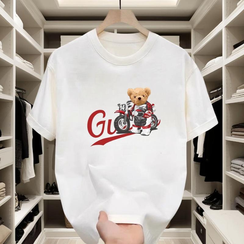The Little Bear Riding the Motorcycle Is Cool, the Red Letters Are Eye-Catching, and the Trend Is Very Popular. Pure...