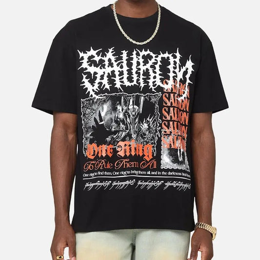 The Lord Of The Rings LOTR Sauron Vintage T-Shirt Trending Movie T shirt Vintage 90s T-shirt gift for Movie fans gift for him gift for her unisex T-shirt Urbanwear Shirt Fabric Menswear Casual Top Tshirt Streetwear Cotton Crewneck Round Neck