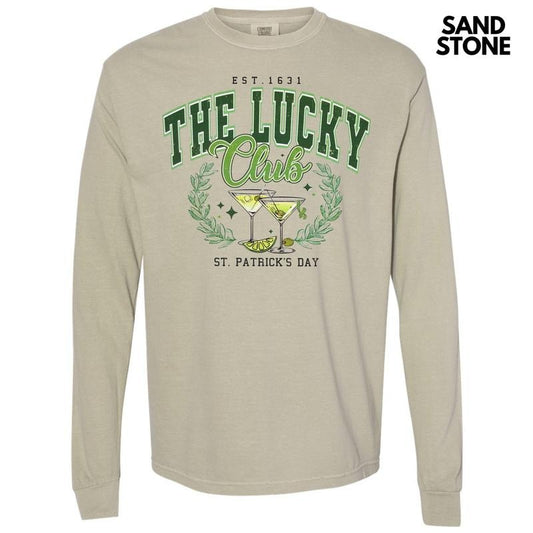 The Lucky Club Long Sleeve Comfort Colors T-Shirt Hoodie, Sweatshirt | InkThreadWorks.com