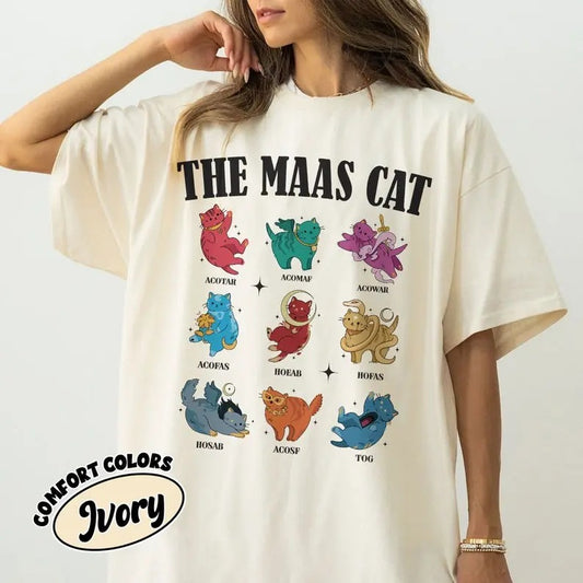 The Maas Cat Comfort Colors Shirt, SJM Fan Gift, Acotar T Shirt, SJM Book Cats Tee, Funny SJM Book Tour Tee Garment Collar Cotton Fabric Top