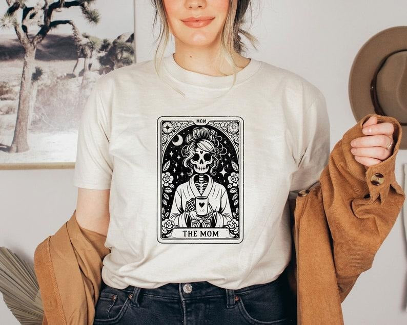The Mom Tarot Card Shirt, Skeleton Mom T-shirt, Celestial Mama Shirt, Witchy Vibes Tee, Mother's Day Gift Shirt, Vintage Gift For Mom