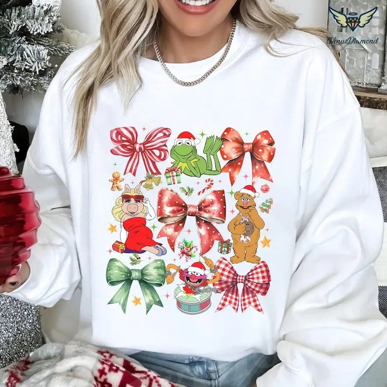 The Muppet Christmas Carol Coquette Bow Shirt, Christmas Carol Sweatshirt, Christmas Bows T-Shirt, Muppet Xmas Shirt,...
