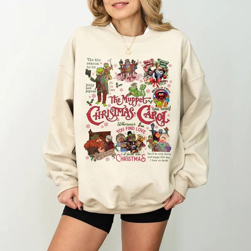 The Muppet Christmas Carol Sweatshirt, Vintage Merry Christmas Shirt, Cartoon Movies T-shirt, Character Movie Sweater, Family Xmas Gift