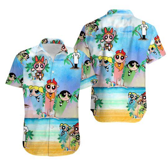 The powerpuff girls surfing hawaiian shirt gift for family and friend 2710012