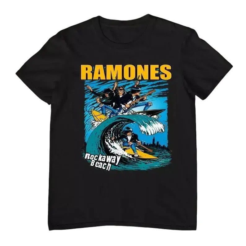 The Ramones Rockaway Beach Graphic Unisex T-Shirt, Ramones Punk Rock Band Music Cotton Menswear Top Decoration