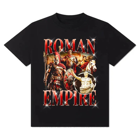 The Roman Empire T-Shirt! Cotton Casual Crew Neck Slim-fitting Plain Floral Striped Black Menswear Top  3000 BC clothes...