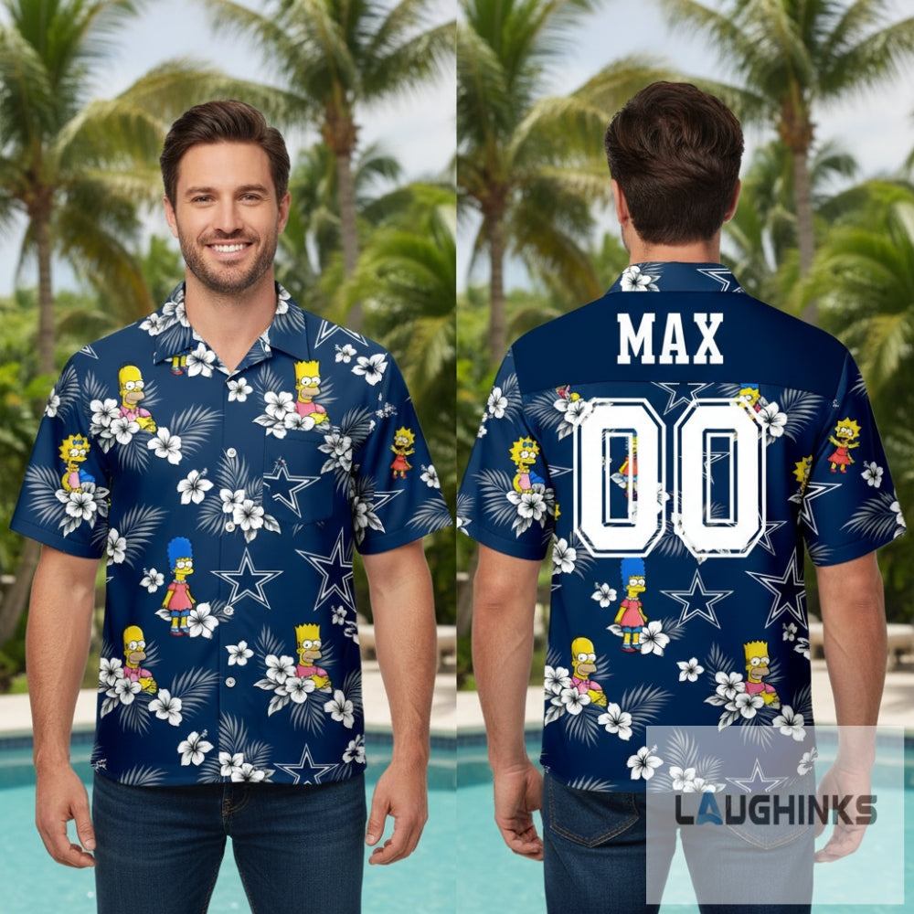 The Simpsons Dallas Cosboys Custom Name And Number Aop Hawaiian Shirt