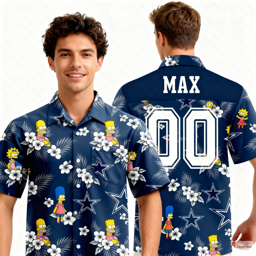 The Simpsons Dallas Cosboys Custom Name And Number Aop Hawaiian Shirt