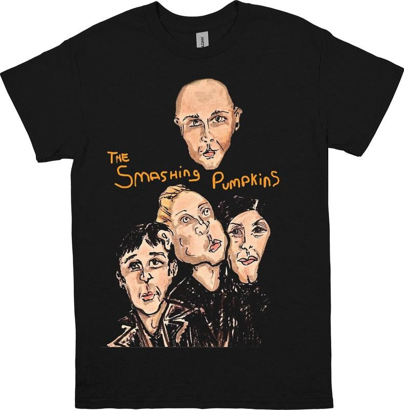 The Smashing Pumpkins 'Cartoon Band Portrait' Graphic Tee, Band Art Illustration, Iconic Rock Image Shirt, Music Lover Apparel, Retro Band Style, Unisex Menswear Womenswear Top