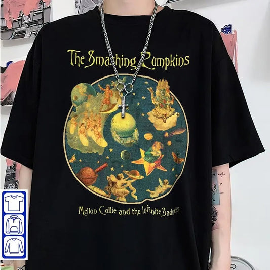 The Smashing Pumpkins T-Shirt, 90s Smashing Pumpkins Rock Tee, Mellon Collie and the Infinite Sadness Album Art Graphic, Unisex Menswear Womenswear Top, Retro Rock Fashion
