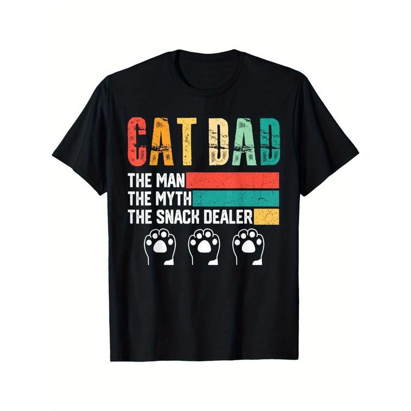 [The Snack Dealer, Vintage Cat Dad Tee] The Man, The Myth, The Snack Dealer Vintage Cat Dad Black T-Shirt for Men - Perfect for Father's Day and Cat Lovers Graphic Tee Made in USA