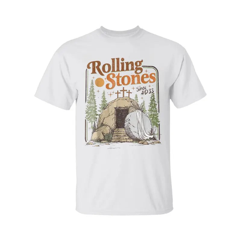 The Stone Was Rolled Away He Is Alive Retro Christian Easter T-Shirt, Graphic Tee For Men, For Women